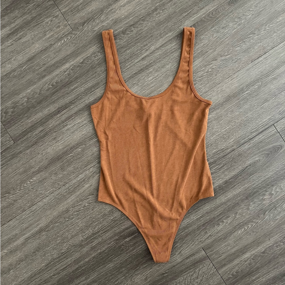 Brown/Burnt Orange Ribbed Bodysuit